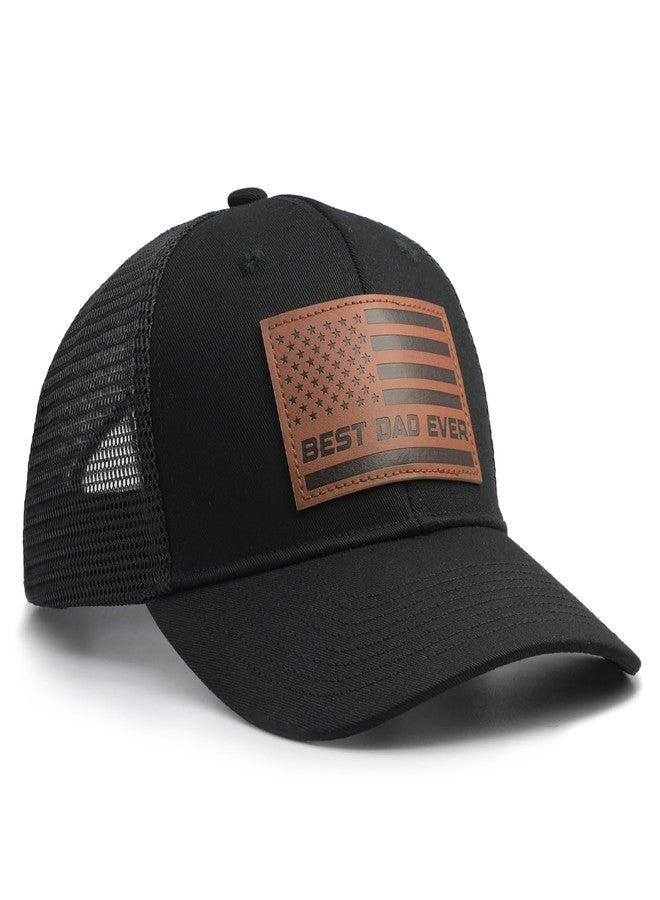HAFOUXIGM Best Dad Ever Trucker Hat, Adjustable Mesh Snapback Father Baseball Caps for Men, Birthday Gifts for Dad Husband from Daughter Wife Son Black - Image 3